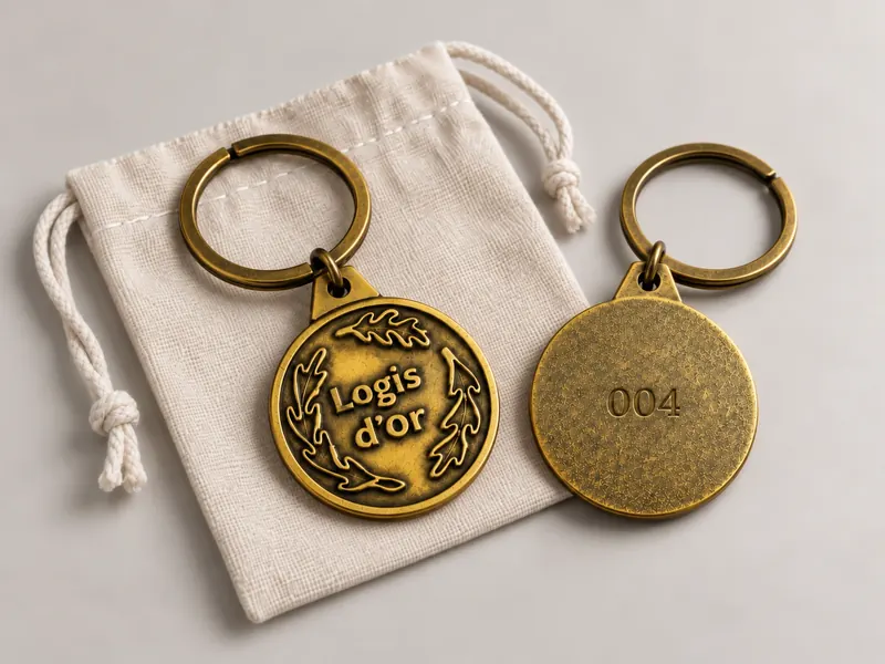 Le porte-clés Logis d'Or, gravé au numéro unique de la maison
